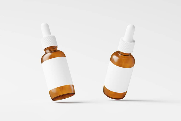 бурштинове скло пляшка 3D рендеринг білий порожній макет для презентації дизайну
 - Фото, зображення