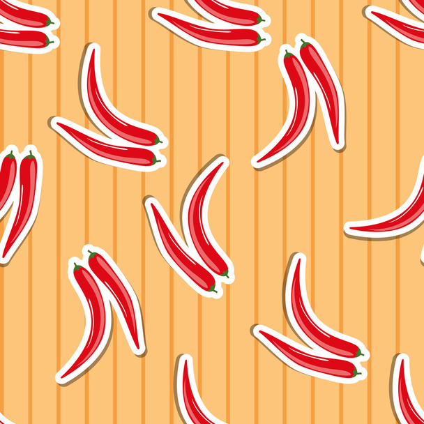 hot pepper pattern. Seamless texture with ripe red peppers - Διάνυσμα, εικόνα