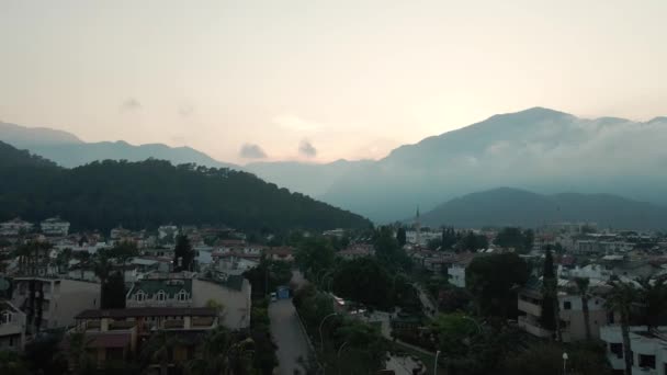 sunset in the mountains of turkey, a city by the sea in a valley - Footage, Video