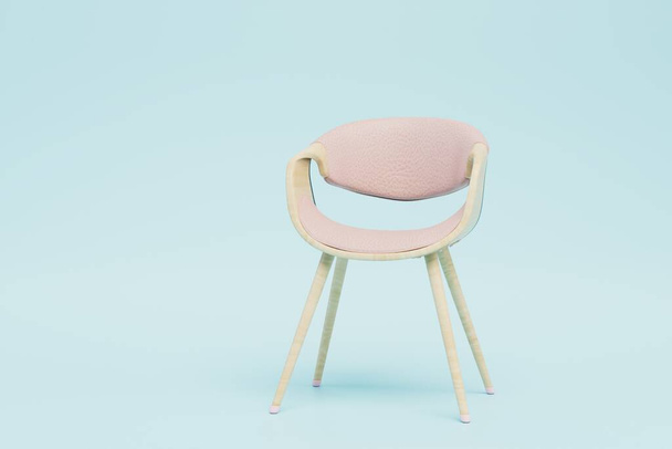 silla moderna para la cocina de color rosa sobre un fondo blanco. copiar pegar, copiar espacio. Renderizado 3D. - Foto, Imagen