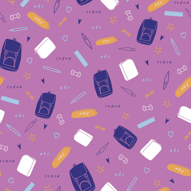 Vector purple First day of school background pattern Surface pattern design - Vector, Image