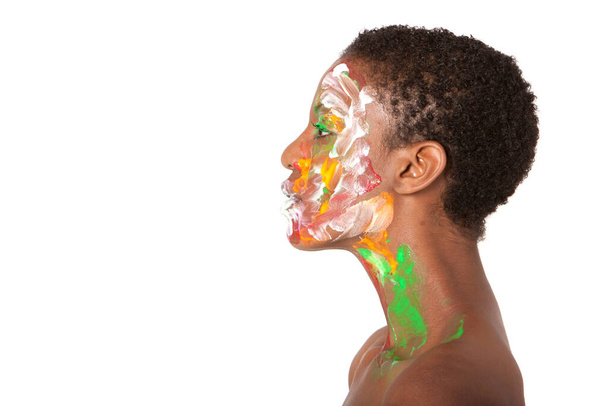 Beautiful black woman in facepaint - Фото, изображение