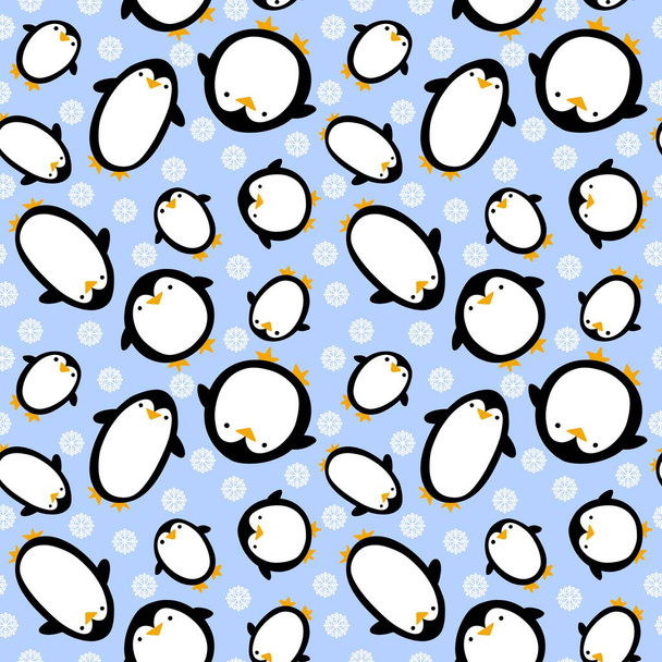 Dibujos animados invierno Navidad patrón de pingüino sin costura para papel de envolver y ropa de los niños impresión y telas y ropa de cama y accesorios y embalaje. ilustración de alta calidad - Foto, Imagen