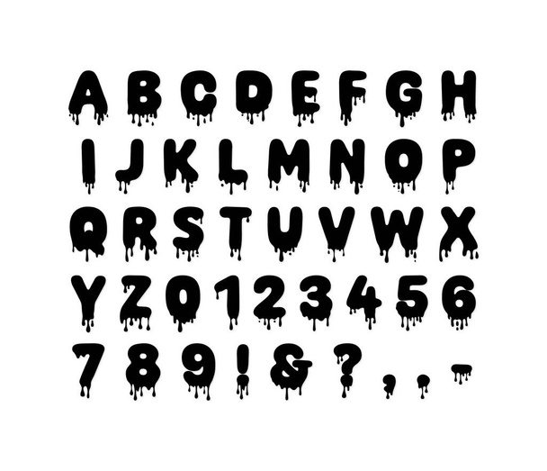 Dripping Font Halloween Alphabet Drip Letters Liquid Numbers ABC - Vetor, Imagem