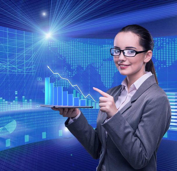 The businesswoman in stock trading business concept - Photo, Image