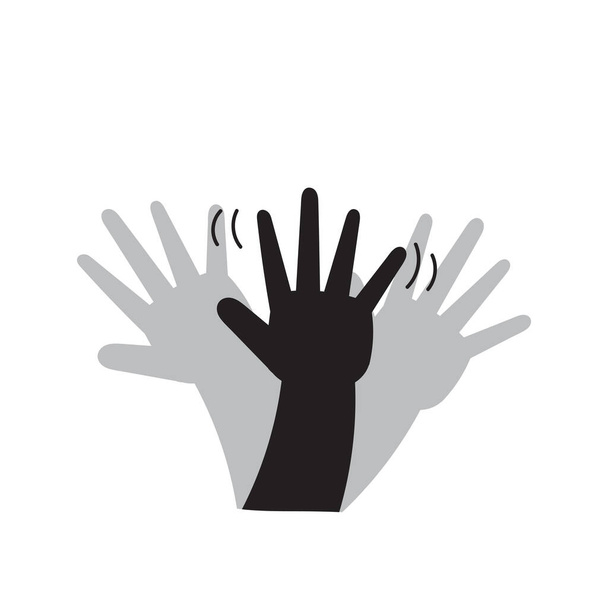 hand drawn doodle hand waving hello illustration vector - Διάνυσμα, εικόνα