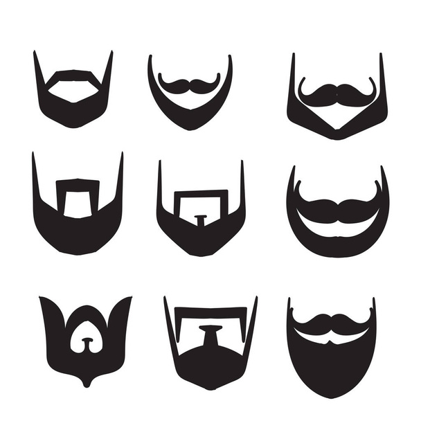 hand drawn doodle mustache beard illustration vector collection - Vektör, Görsel