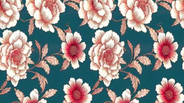 Floral vintage seamless looping animation for retro wallpapers. Enchanted Vintage Flowers. Arts and Crafts movement inspired. Design for wrapping paper, wallpaper, fabrics and fashion clothes. - Footage, Video