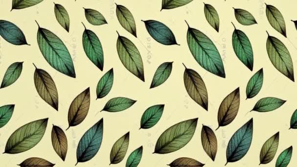 Leaves seamless looping animation. Drawing leaves. Green leaves background. Drawing autumn wallpaper. Decorative background with leaf branches. - Footage, Video