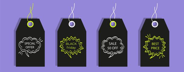 Black Friday sale. Set of discount price tags. Template for shopping tags. - Vector, Image