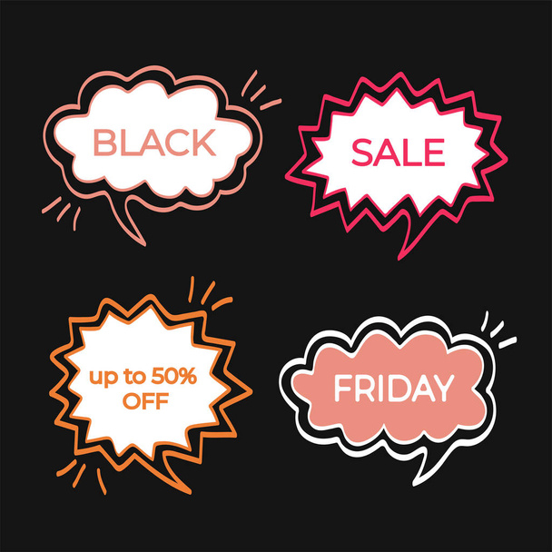 Black Friday sale. Set of discount price tags. Template for shopping tags. Speech bubbles. - Vector, Image