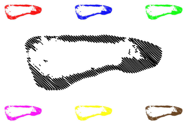 Aldabra island (Republic of Seychelles, Indian Ocean, Outer Islands, Aldabra Group) mapa vector illustration, scribble sketch Aldabra, Picard, Polymnie, Malabar, Grande Terre, Michael mapa - Vector, Imagen