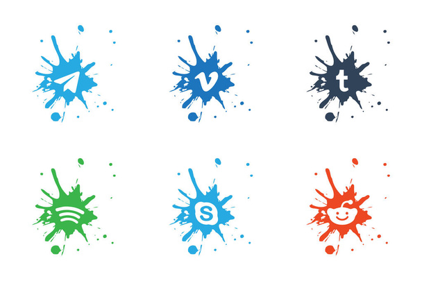 Collection of popular social media logo - Διάνυσμα, εικόνα
