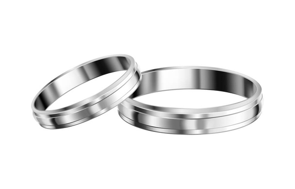 Par realista de plata o platino anillos de boda vector ilustración - Vector, Imagen