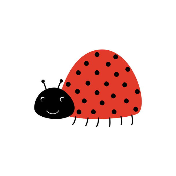 Cute little Ladybug with Smile isolated on White - Vektör, Görsel