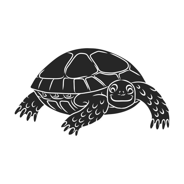 Turtle vector icon.Black vector logo isolated on white background turtle. - Vector, imagen