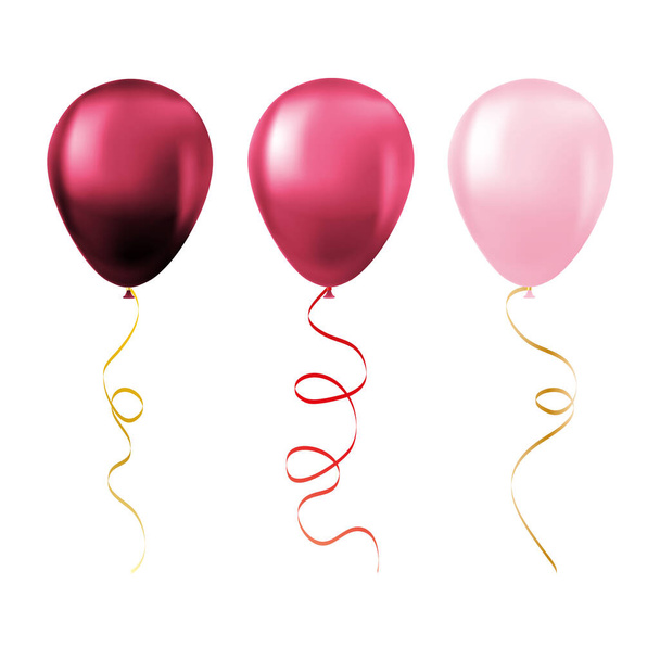 Set de globos aislados sobre fondo blanco Set de globos rosados - Vector, imagen