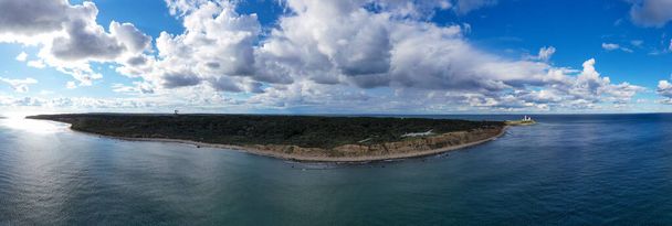 Aerial view of the Montauk Lighthouse and beach in Long Island, New York, USA. - Photo, Image