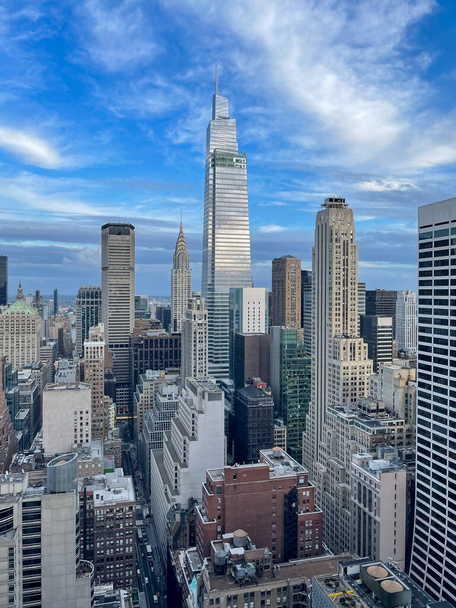 Вид с воздуха на центр Манхэттена, Нью-Йорк. - Фото, изображение
