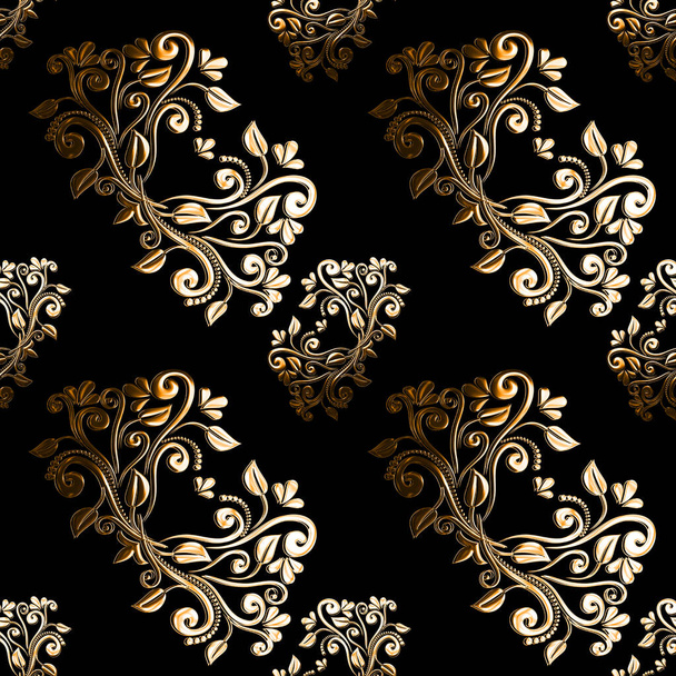 seamless pattern with golden elements. vector illustration - Foto, Imagem