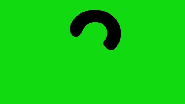 Animación signo de interrogación negro, sobre un fondo clave de croma verde - Metraje, vídeo