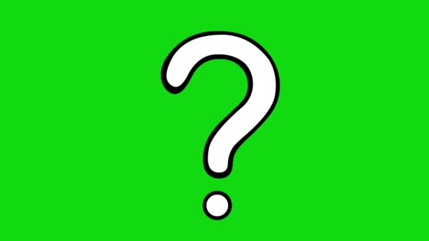 Animation of a question mark drawn in black and white, on a green chroma key background - Footage, Video