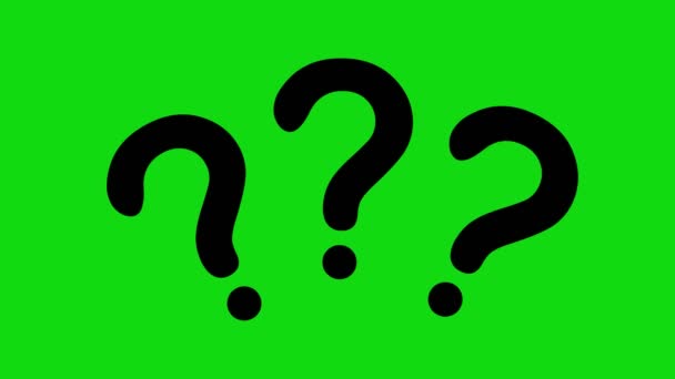 Yeşil renkli bir anahtarda üç soru işaretinin canlandırması - Video, Çekim