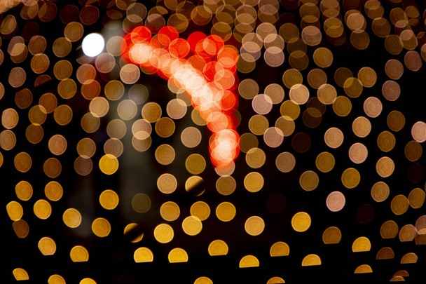 Golden Red Defocus Abstract bokeh light effects on the night black background texture - Zdjęcie, obraz