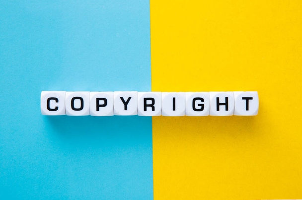 Copyright text on block.Copyright text on block. Intellectual Property Right Concept. - Photo, image
