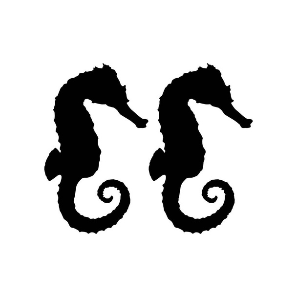 Paar der Seepferdchen-Silhouette für Logo, Piktogramm, Apps, Website, Art Illustration oder Graphic Design Element. Vektorillustration - Vektor, Bild