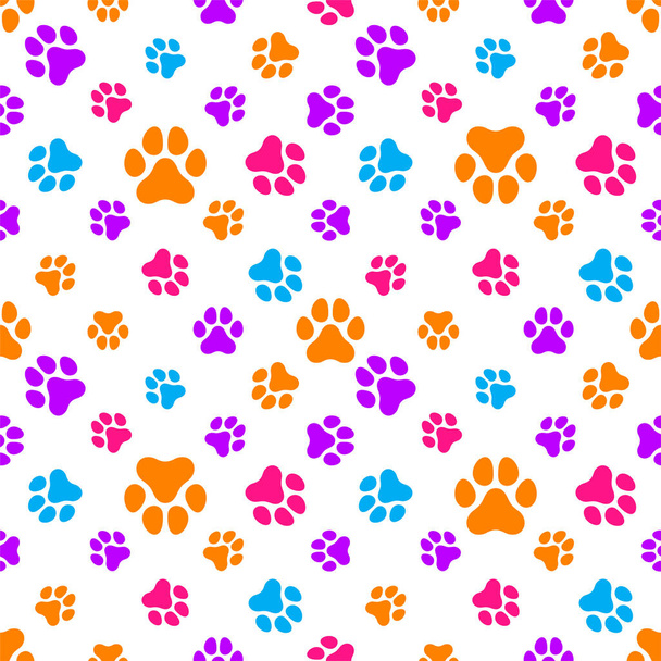 Vettore di impronte di zampe di cane di impronte animali modello senza soluzione di continuità pawprint clipart - Vettoriali, immagini