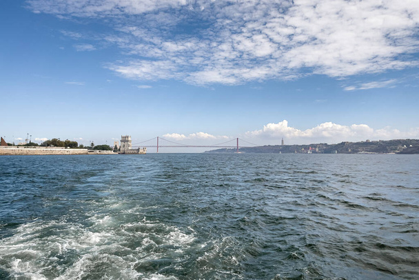 View from a tour boat over Belem tower in Lisbon - Foto, Bild