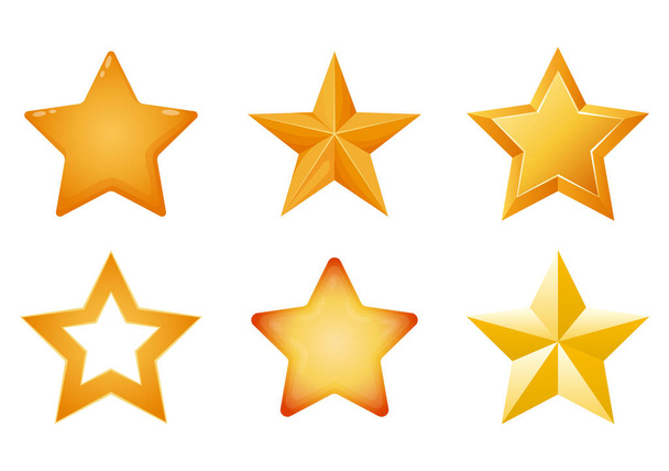 Rating gold star. Shiny yellow metal badge or medal template. Customer review concept. Glossy yellow star trophy icon. Leadership symbol. - Vector, Image