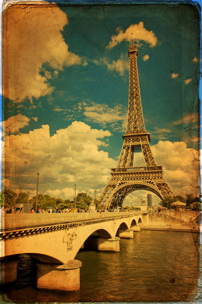 The Eiffel Tower in Paris in vintage style - Photo, Image