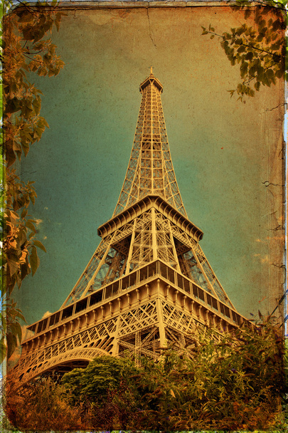 De Eiffeltoren in Parijs in vintage stijl - Foto, afbeelding