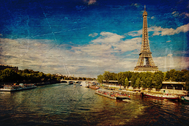 The Eiffel Tower in Paris in vintage style - Photo, Image