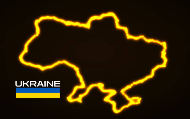 Ukraine map in glowing outline, neon concept. Vector illustration - Vector, Image