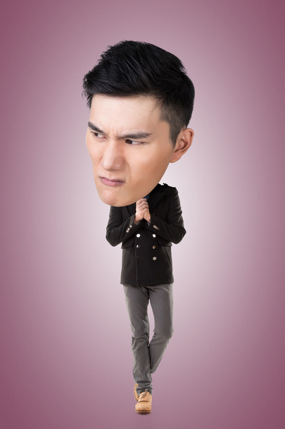 Zabawny azjatyckie duże głowy człowieka - Zdjęcie, obraz