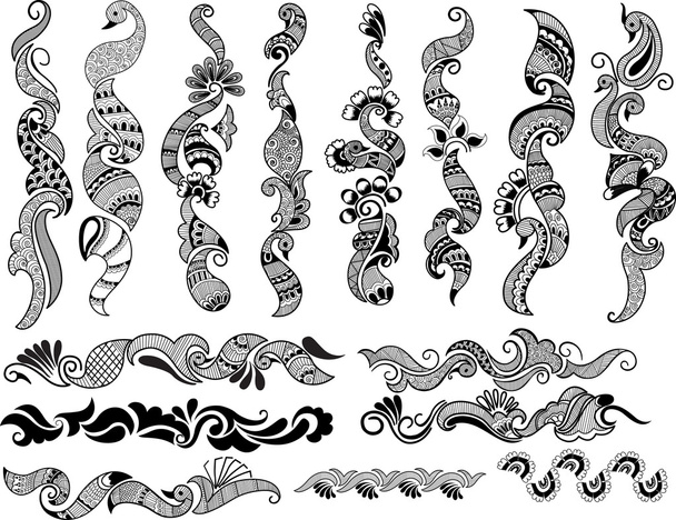Fashionable Henna Tattoos Designs - Vector, Image