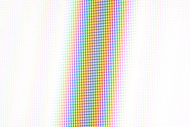 Prosty biały kolor ekran LCD czerwony zielony niebieski światło RGB pikseli widoczne, makro szczegóły ekstremalne zbliżenie, dodatek kolor model przestrzeń podstawowe kolory mieszanie, komponenty kolor abstrakcyjny koncepcja, obiekt, nikt - Zdjęcie, obraz