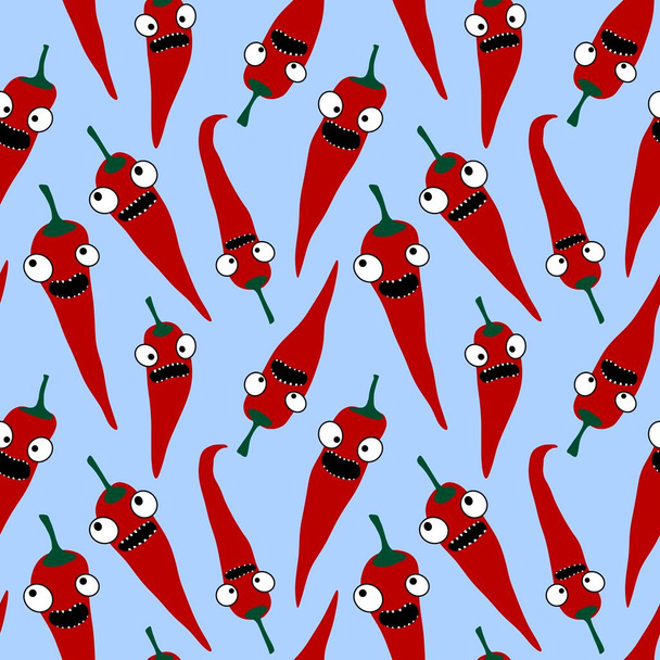 Cartoon vegetable seamless vampire Halloween red hot pepper pattern for wrapping paper and clothes print and kids accessories and fabrics and linens. High quality illustration - Fotografie, Obrázek