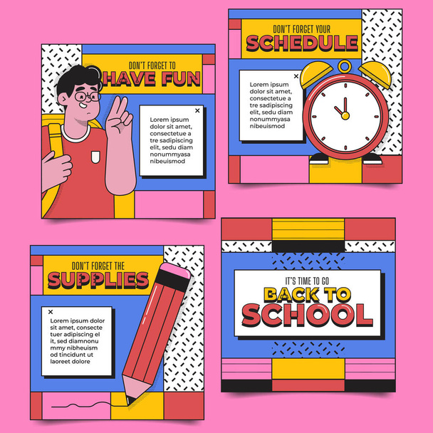 flat back school banners collection vector design illustration - Vector, Image