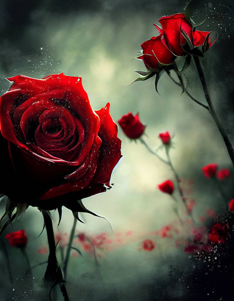 Magische rode roos voor het creëren van een prachtige natuur bloem achtergrond close-up. Hoge kwaliteit illustratie - Foto, afbeelding
