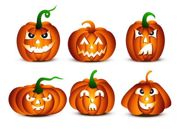 Набор пугающих тыкв на Хэллоуин - Вектор,изображение