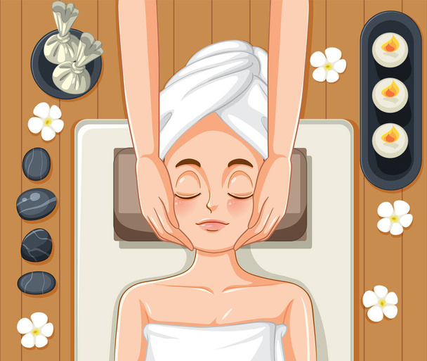 Femme obtenir visage massage spa illustration - Vecteur, image