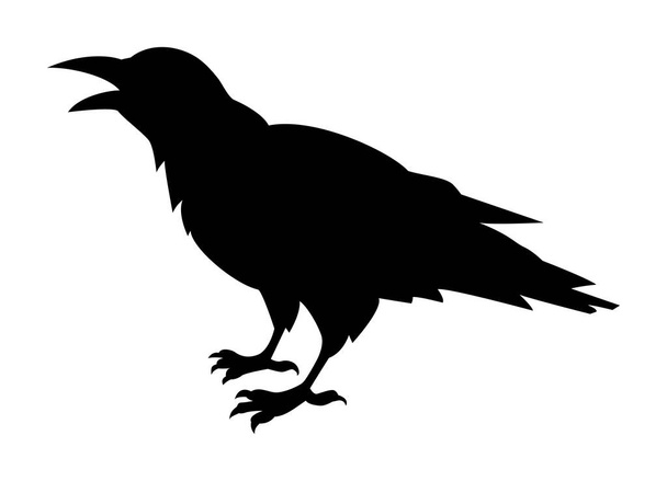 Crow Silhouette. Raven silhouette. Halloween sticker. Cartoon illustration for decorations - Vector, Image