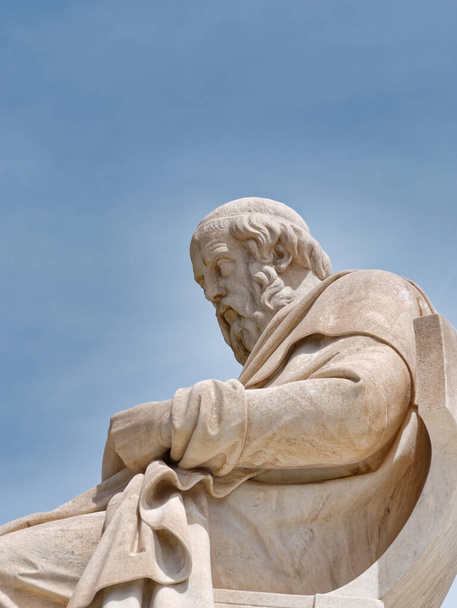 Plato the ancient philosopher marble statue under blue sky background, Athens Greece - Photo, Image
