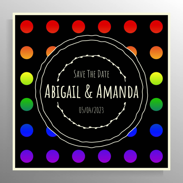 Invitation design for a gay or lesbian wedding. Vector template for card, poster. - Vector, Image