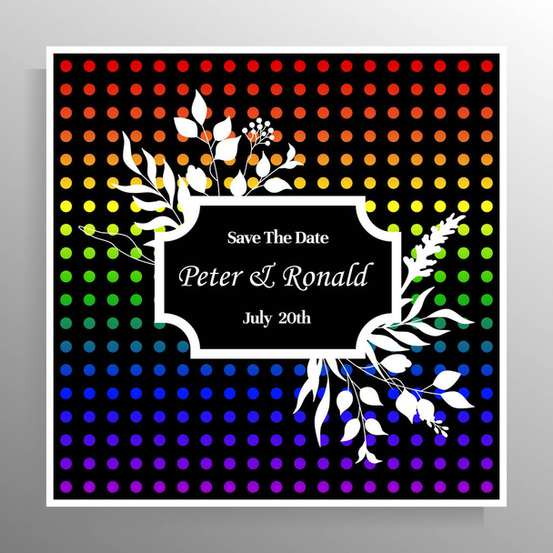 Invitation design for a gay or lesbian wedding. Vector template for card, poster. - Vektori, kuva