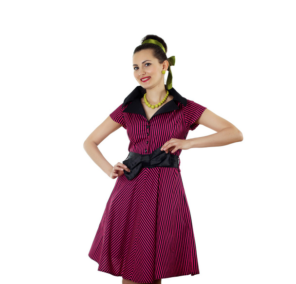 Young woman in bright colour dress - Foto, imagen